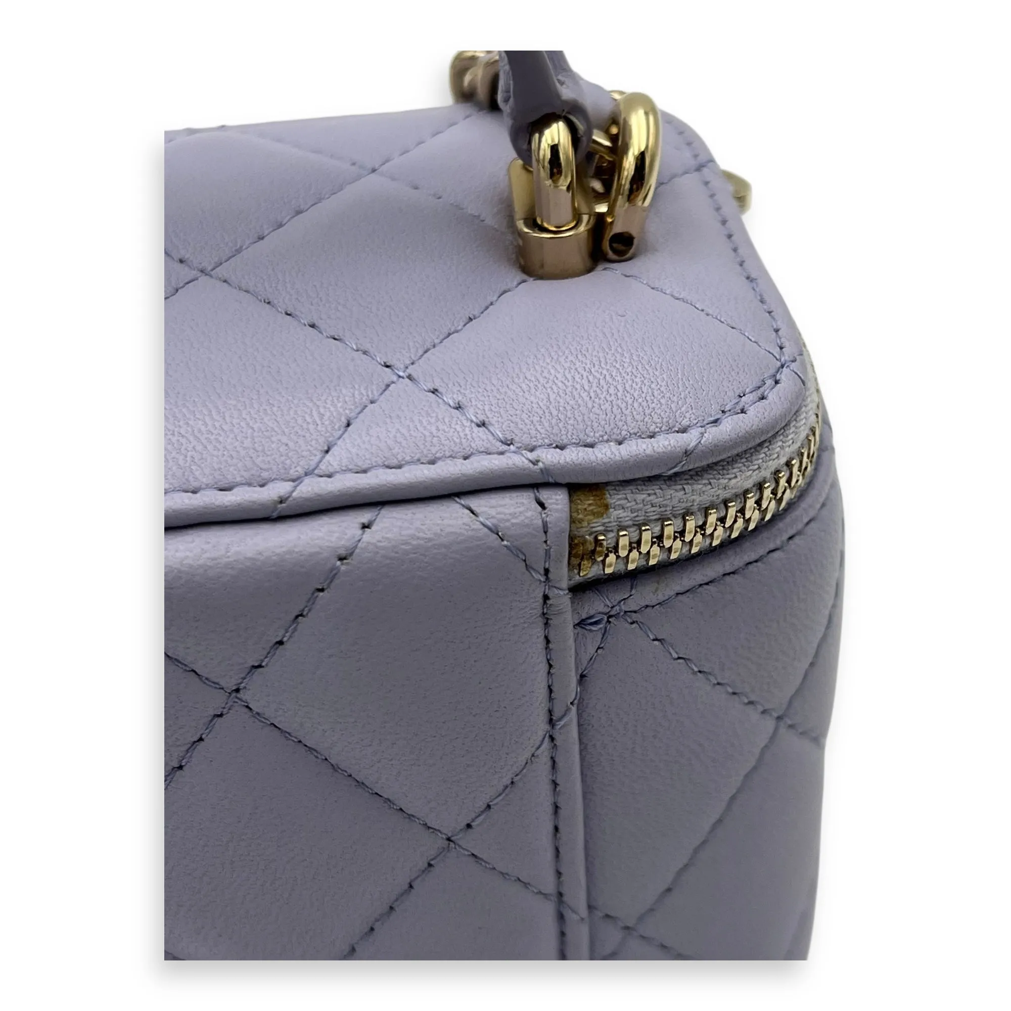 Vanity Crossbody Bag Mini Purple in Lambskin, Gold hardware