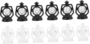 VANZACK 2sets Kerosene Lamps Miniature Lantern Kerosene Lights Enhance Boys and Girls Imaginative Play Fake Lights Toy 12pcs*2