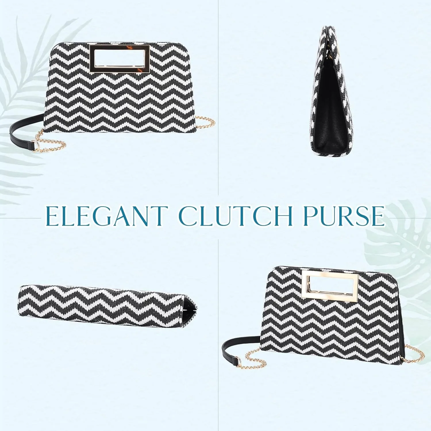 VASCHY Clutch Purse for Women,Fashion Vegan Leather Cut-Out Handle Evening Handbag Crossbody Shoulder Bag for Wedding,Party