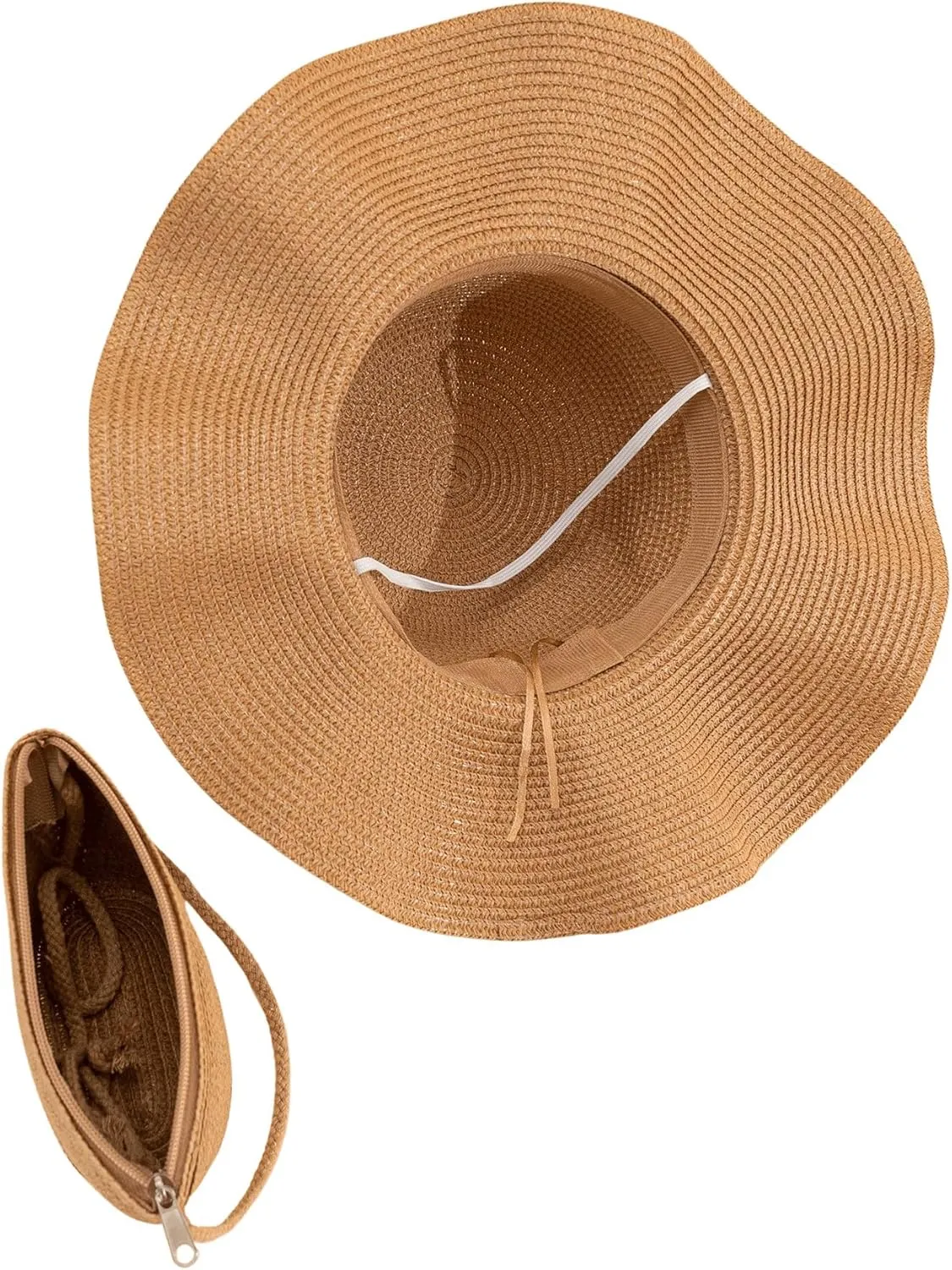 Verdusa Women's Bow Wide Brim Straw Sun Hat and Crossbody Straw Bag Set