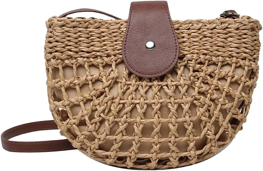 Verdusa Women's Straw Crossbody Bags Summer Beach Weave Shoulder Bag