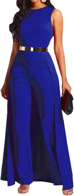 VERWIN Patchwork Overlay Embellished Plain Women's Jumpsuit High-Waist Woman Romper