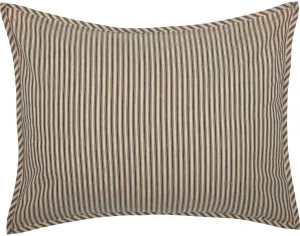 VHC Brands Sawyer Mill Ticking Stripe Sham, Standard 21x27, Charcoal Grey
