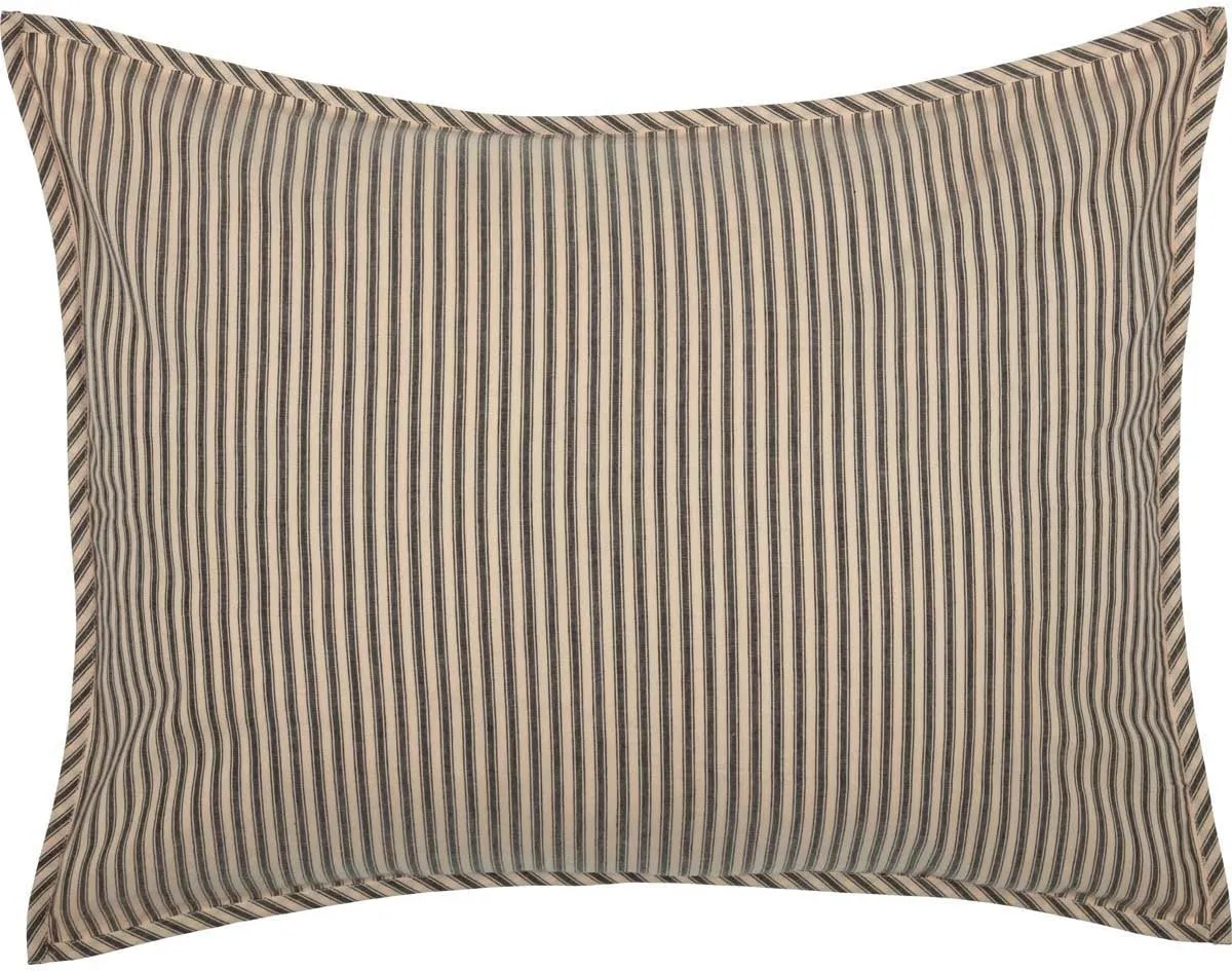 VHC Brands Sawyer Mill Ticking Stripe Sham, Standard 21x27, Charcoal Grey
