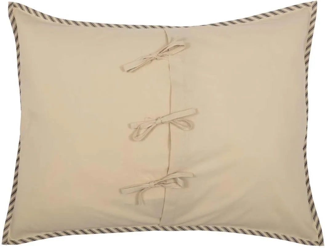 VHC Brands Sawyer Mill Ticking Stripe Sham, Standard 21x27, Charcoal Grey