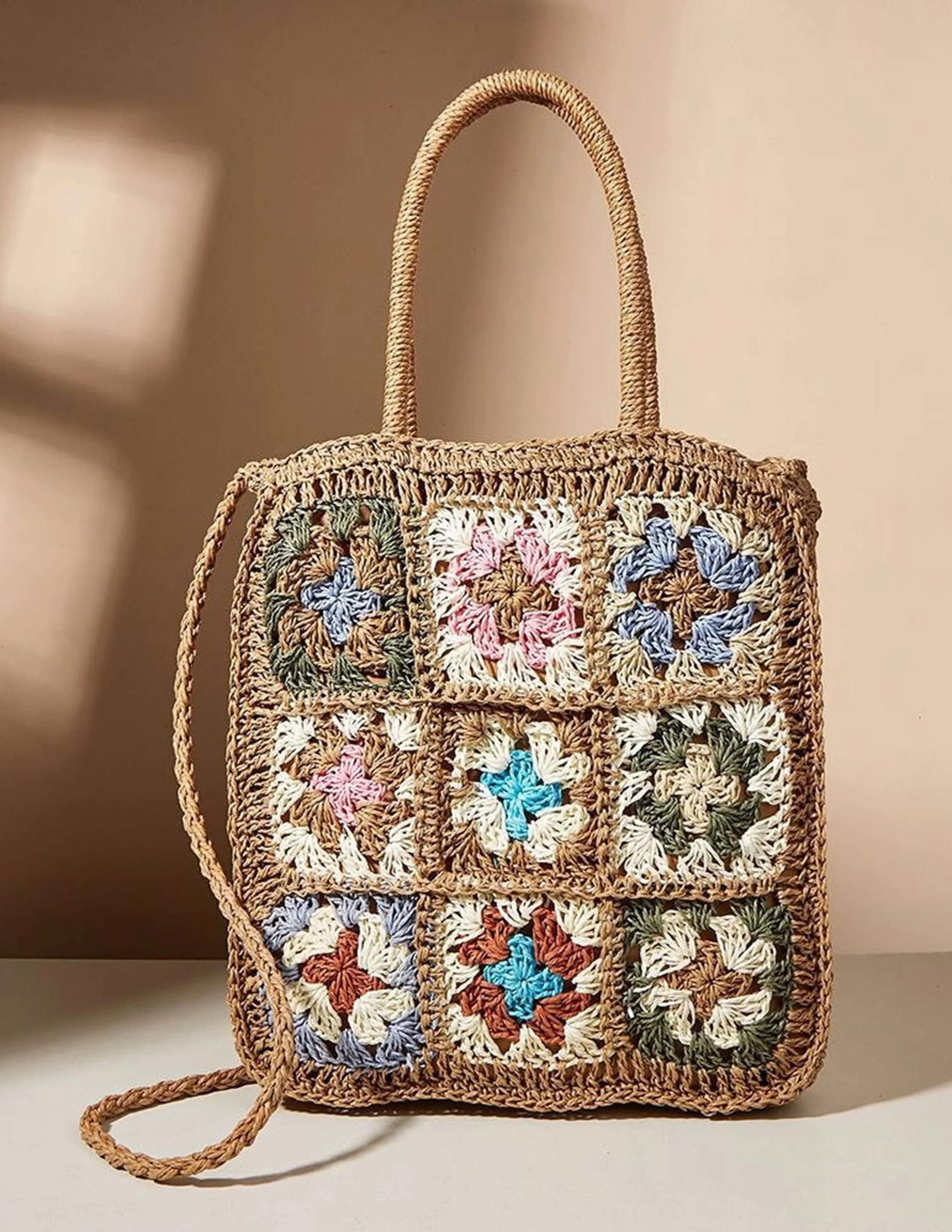Vibrant Floral Woven Straw Tote