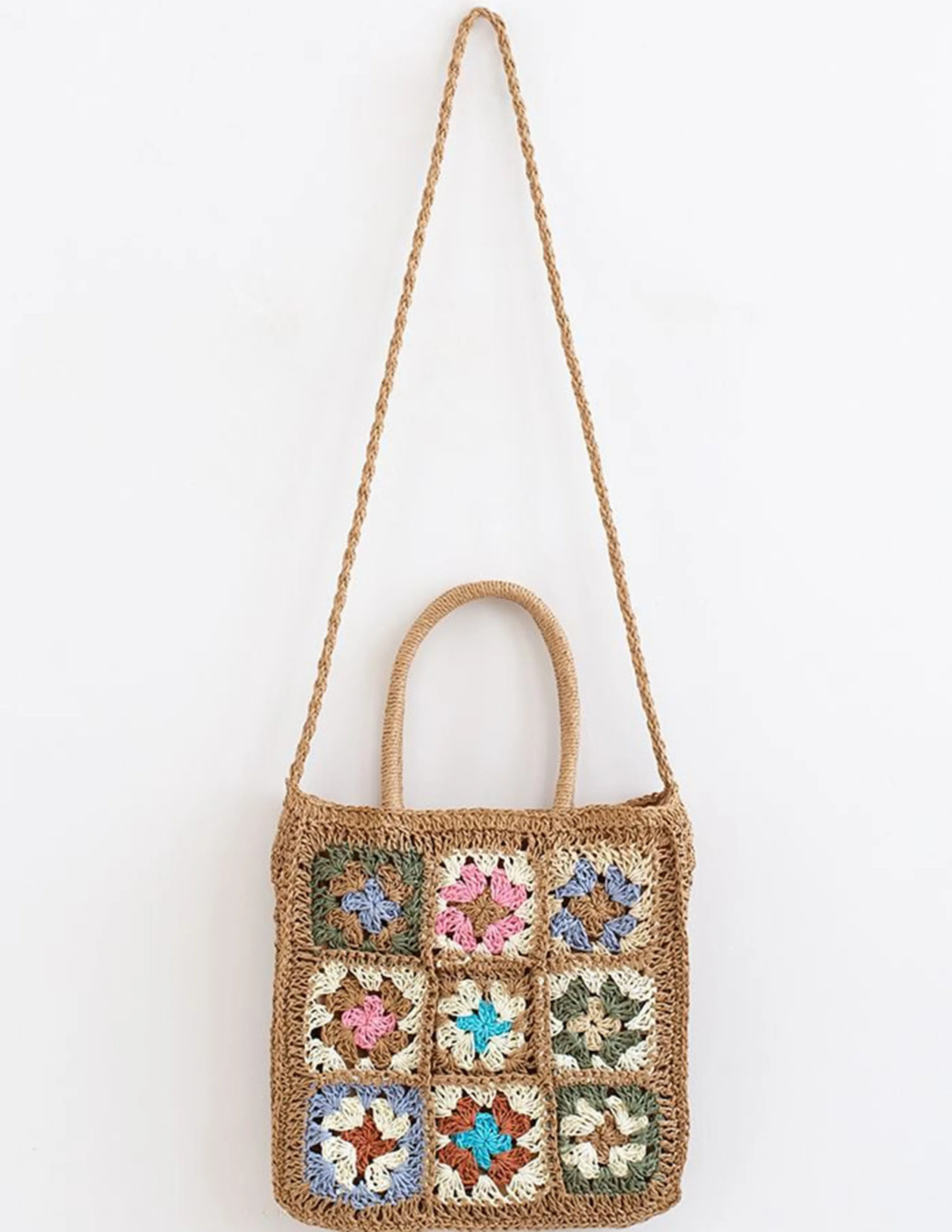 Vibrant Floral Woven Straw Tote