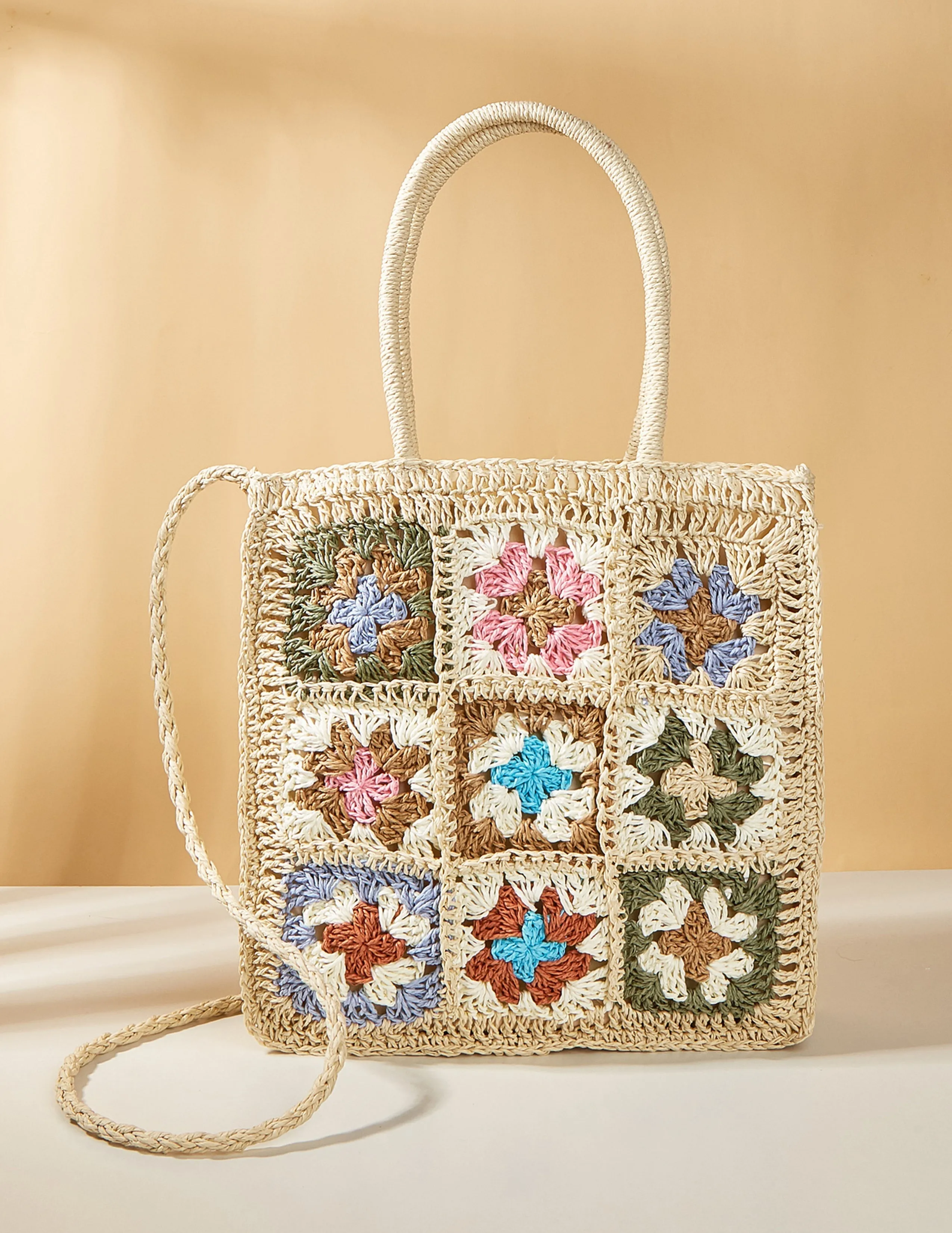 Vibrant Floral Woven Straw Tote