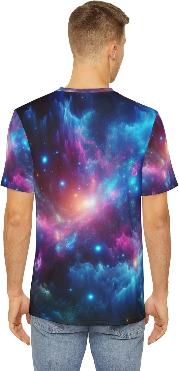 Vibrant Men's Abstract Neon Galaxy Style T-Shirt - Fashionable Cosmic Tees for Men - Tee