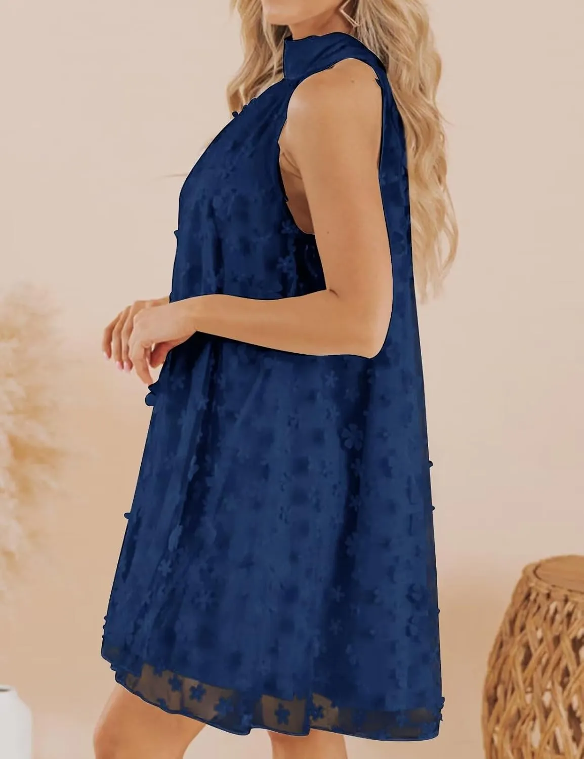 VIMPUNEC 2024 Womens Summer Wedding Guest Formal Dresses Cocktail Halter Swing Dress Cute A Line Mini Homecoming Dress