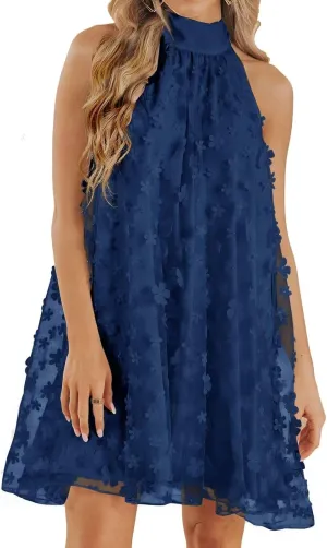 VIMPUNEC 2024 Womens Summer Wedding Guest Formal Dresses Cocktail Halter Swing Dress Cute A Line Mini Homecoming Dress