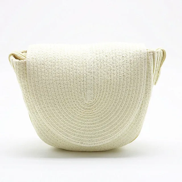 Vintage Handmade Rattan Woven Round Handbag