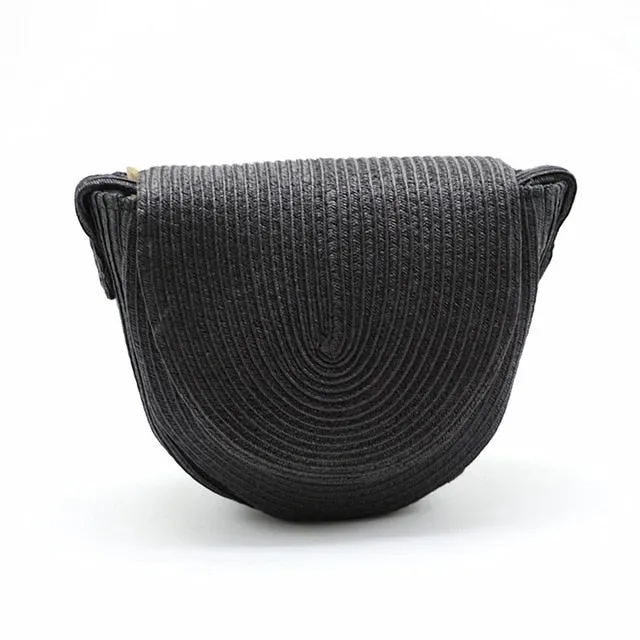 Vintage Handmade Rattan Woven Round Handbag