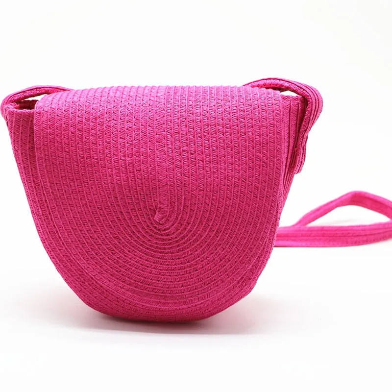 Vintage Handmade Rattan Woven Round Handbag