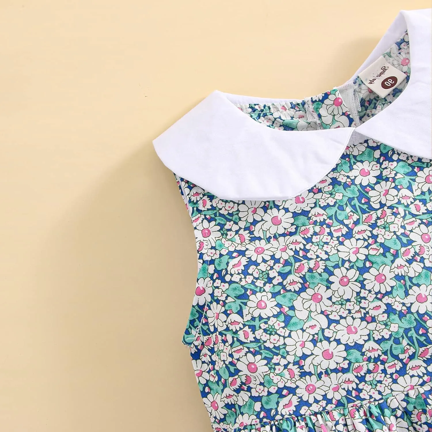 VINUOKER Toddler Girls Summer Floral Dress Sleeveless Sundress Peter Pan Collar Casual Dress Polo Dress