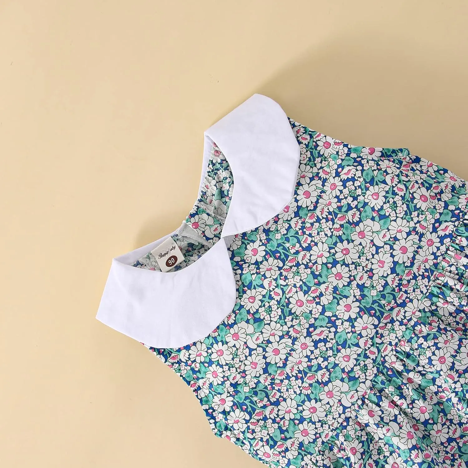 VINUOKER Toddler Girls Summer Floral Dress Sleeveless Sundress Peter Pan Collar Casual Dress Polo Dress