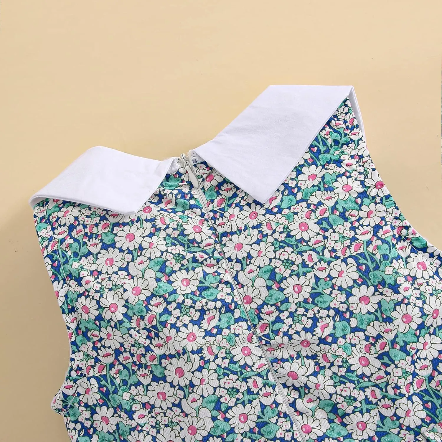 VINUOKER Toddler Girls Summer Floral Dress Sleeveless Sundress Peter Pan Collar Casual Dress Polo Dress