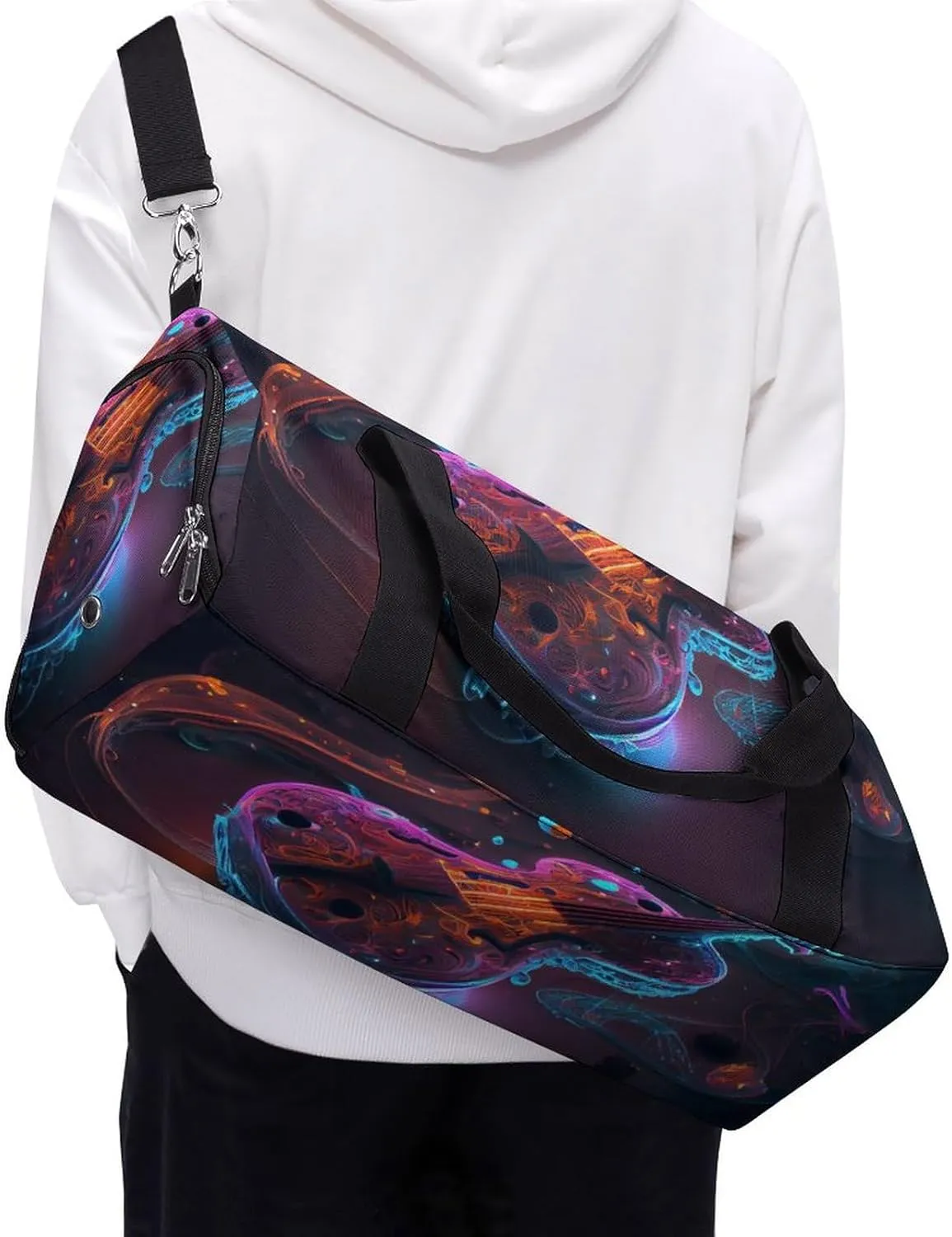 Violin With Bow Music Sports Duffel Bag for Men Women with Wet Pocket and Shoe Compartment