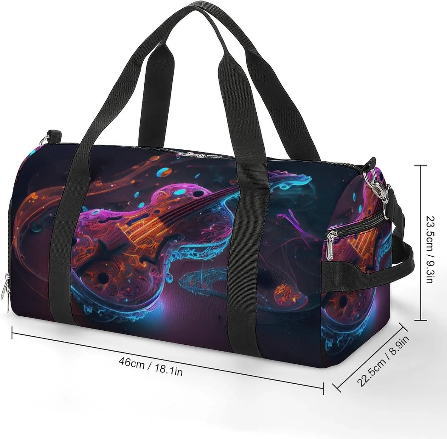 Violin With Bow Music Sports Duffel Bag for Men Women with Wet Pocket and Shoe Compartment