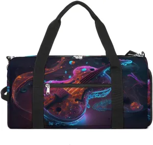 Violin With Bow Music Sports Duffel Bag for Men Women with Wet Pocket and Shoe Compartment
