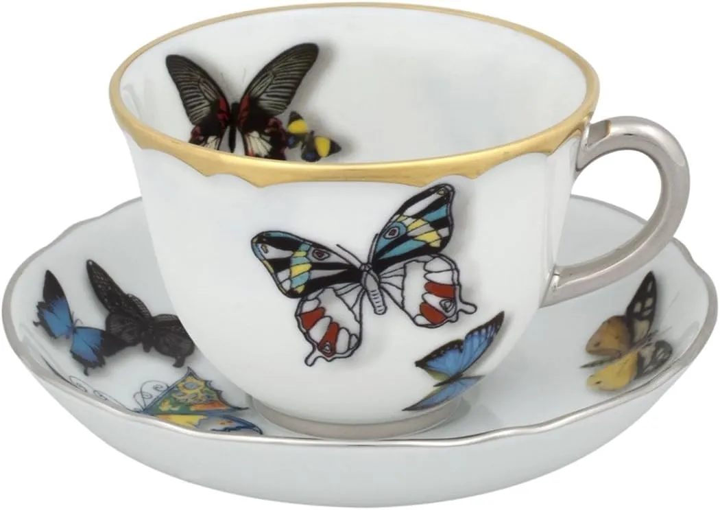 Vista Alegre Butterfly Parade Coffee Cup and Saucer Set of 2 by Christian Lacroix