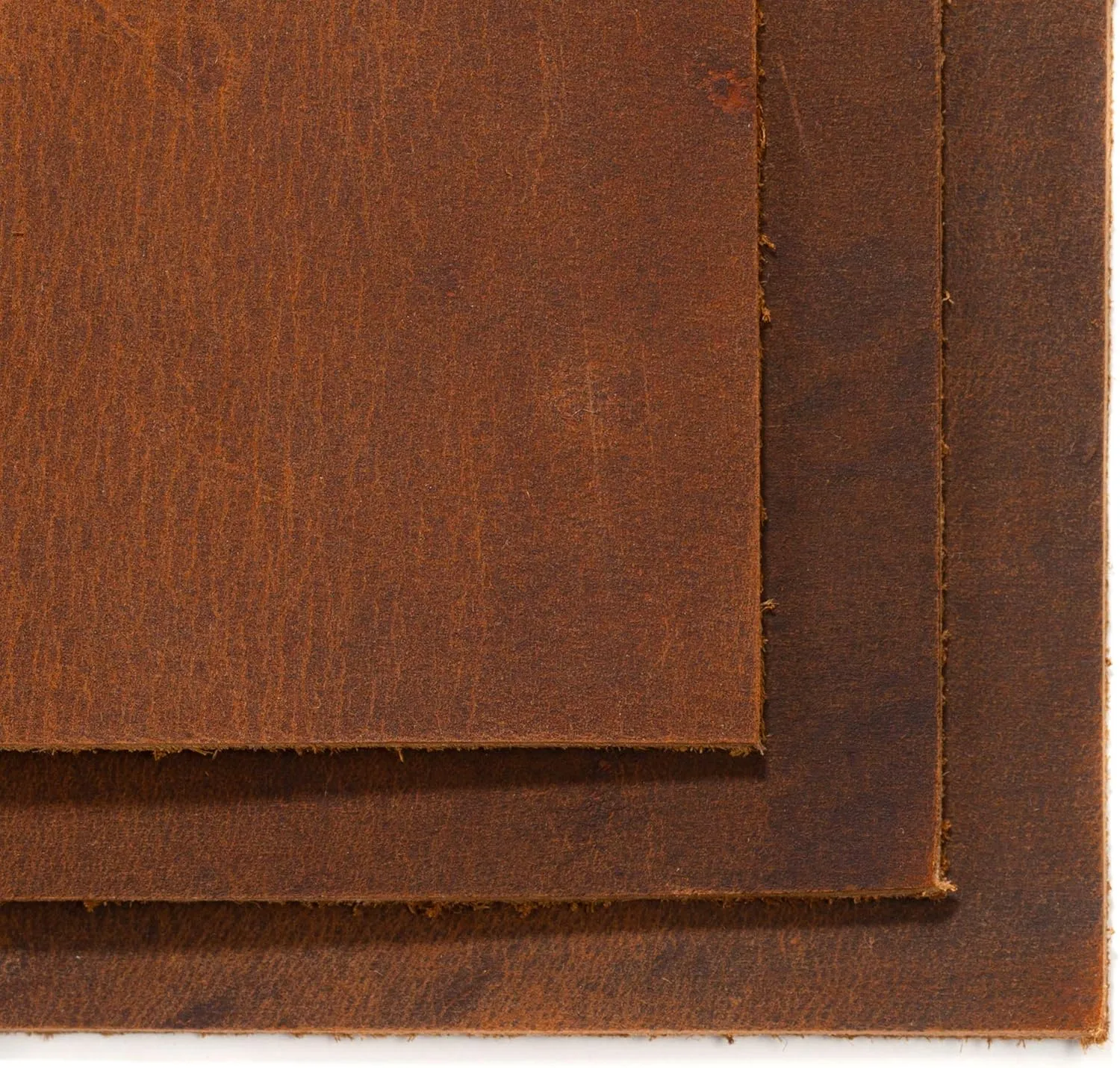 Wanderings Brown Leather Sheets | Three 12" x 12" Squares and One 36" Cord | Genuine Full-Grain Buffalo | Great Leather for Crafting, Tooling, and Using Your Leather Working Tools