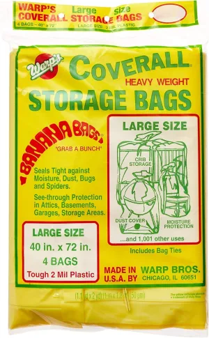Warp Brothers 7 Set CB-40 Banana Bags Storage Bags, Yellow, Yellow, 40-Inches by 72-Inches