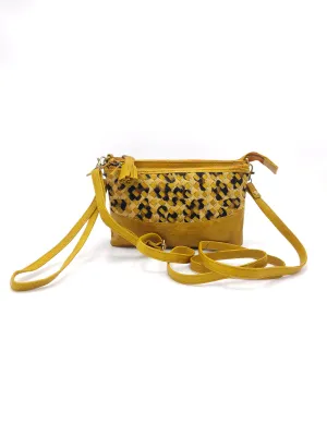 Washed leather and calf hair shoulder bag art. LE042.422