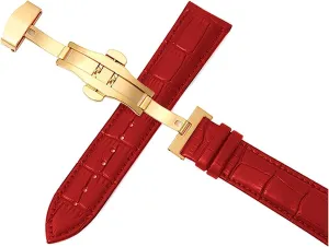 Watch Band,Genuine Leather Replacement Bands, Leat 12-24mm Men Women Genuine Leather Watch Strap Replacement Automatic Deployment Buckle Watchbands for Analogue Quartz Watch