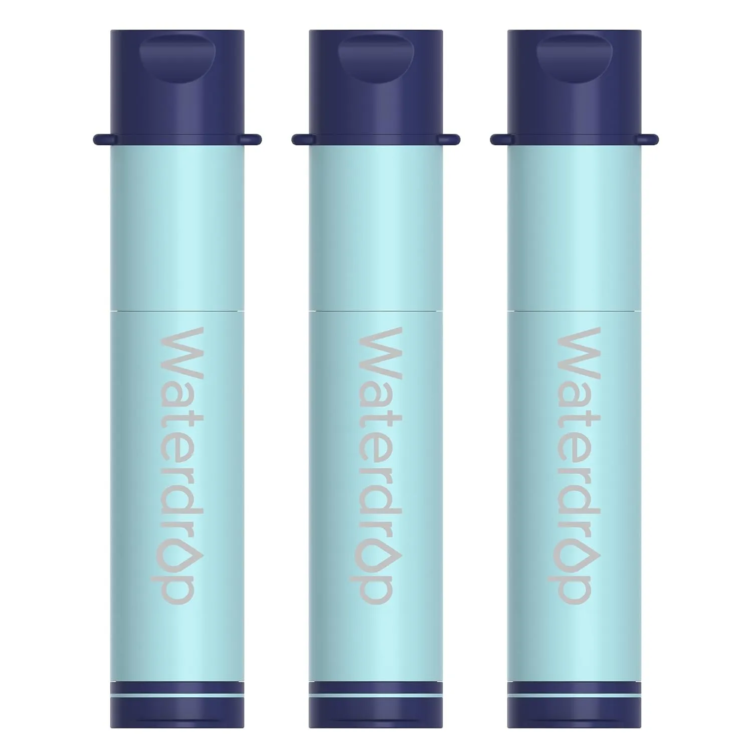 Waterdrop Water Filter Straw, Water Purifier Survival for Camping, Travel, Backpacking and Emergency Preparedness, Water Filtration System Survival, 3 Pack, Light Blue