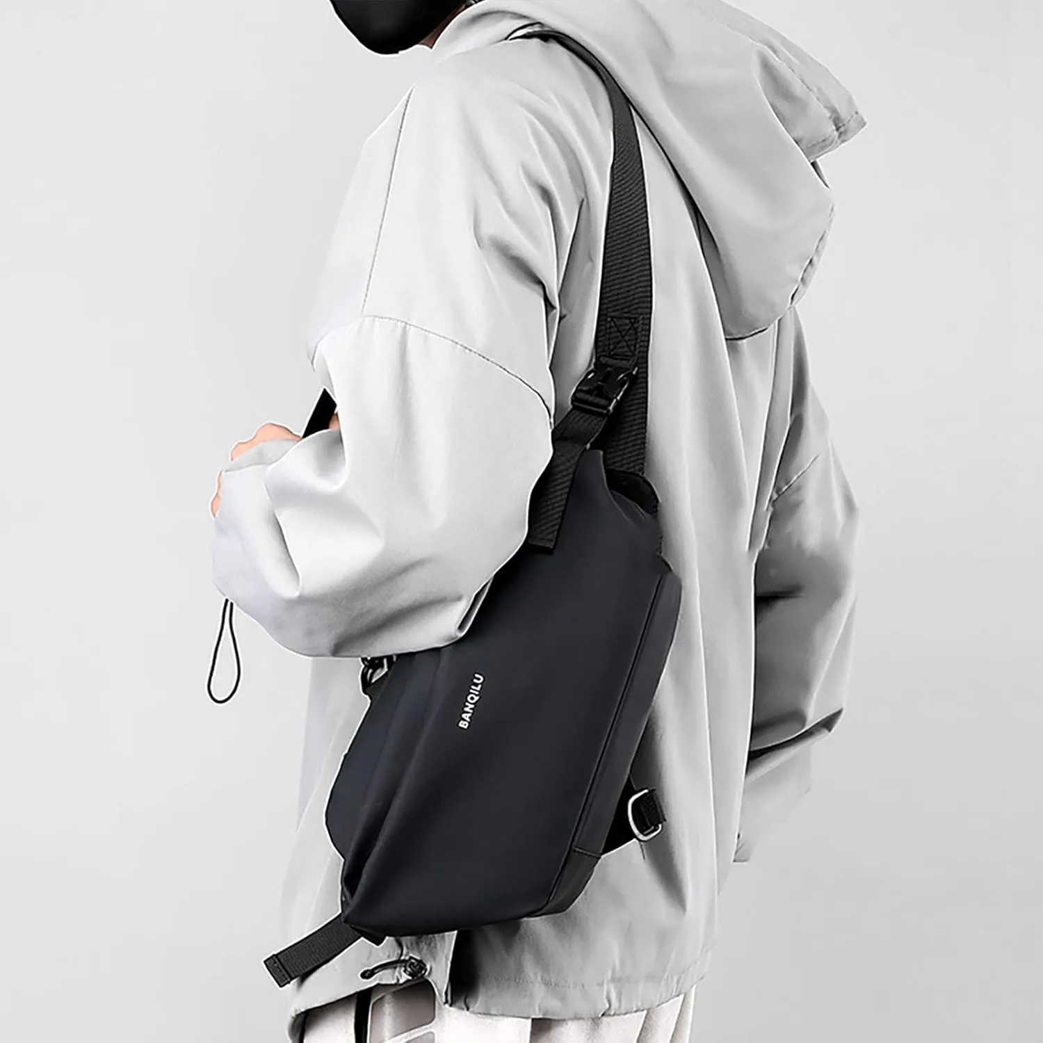 Waterproof Backpack for Men Women Shoulder Bags with Zipper Pocket Adjustable Strap Casual Daily Daypack Purse(Black)