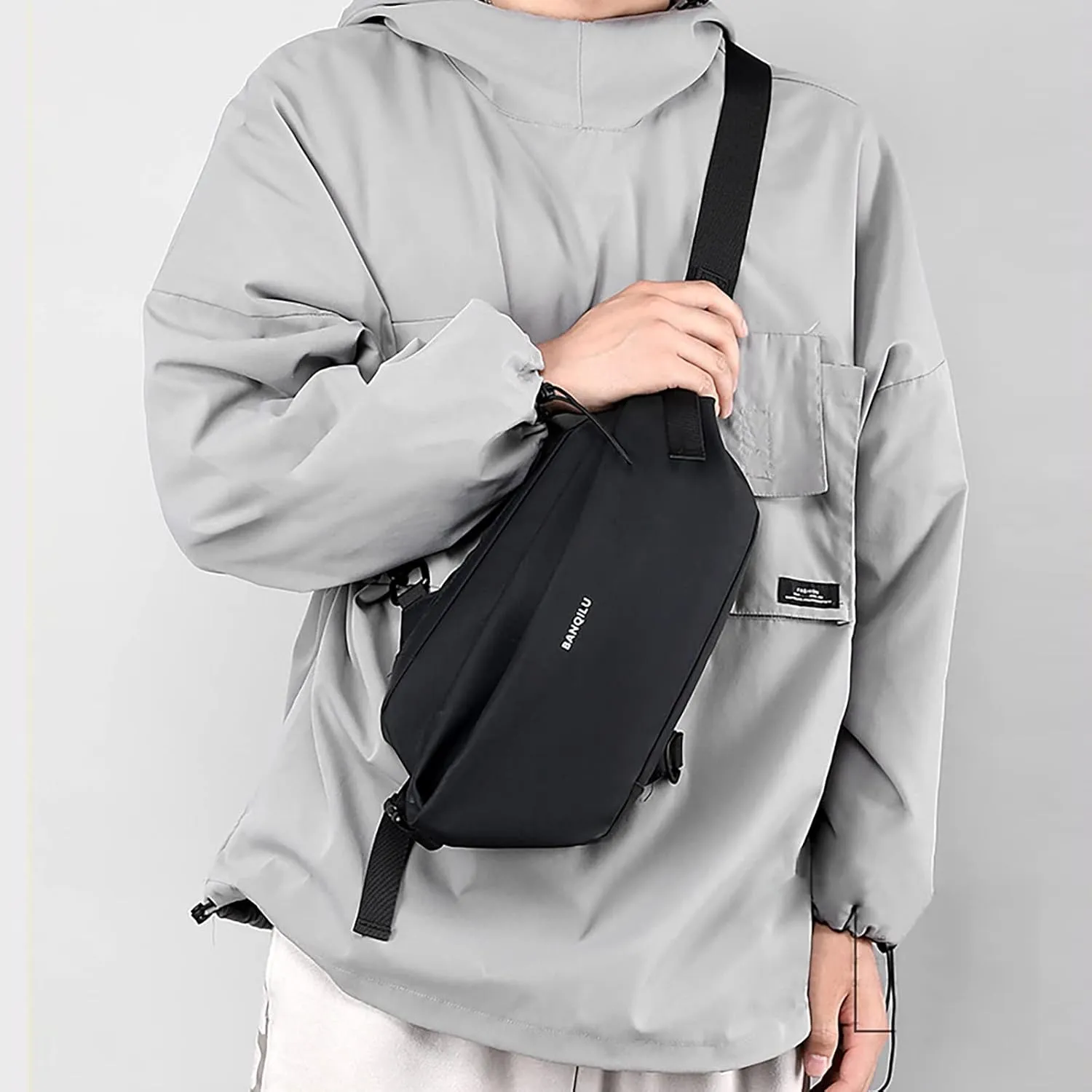 Waterproof Backpack for Men Women Shoulder Bags with Zipper Pocket Adjustable Strap Casual Daily Daypack Purse(Black)