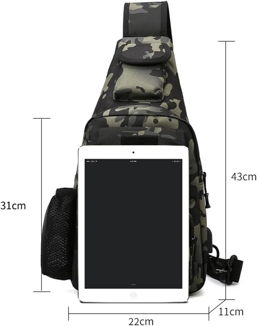 Waterproof Fly Fishing Sling Pack, Waterproof Fishing Tackle Bag Backpack Oxford Cloth Chest Shoulder (Black)