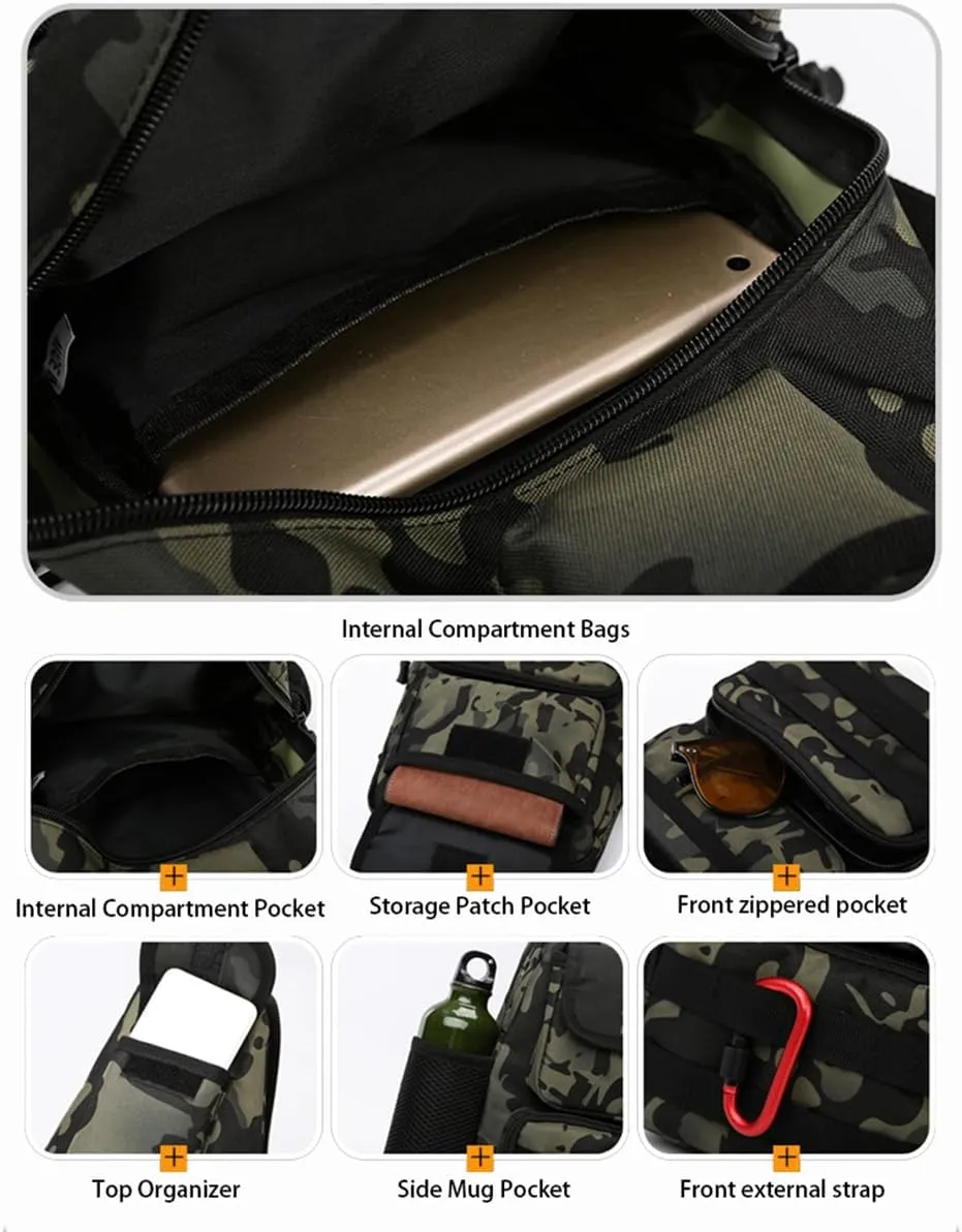 Waterproof Fly Fishing Sling Pack, Waterproof Fishing Tackle Bag Backpack Oxford Cloth Chest Shoulder (Black)