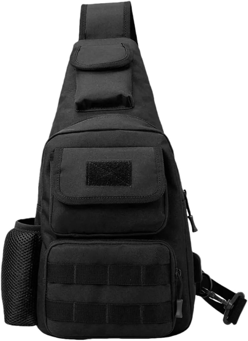Waterproof Fly Fishing Sling Pack, Waterproof Fishing Tackle Bag Backpack Oxford Cloth Chest Shoulder (Black)