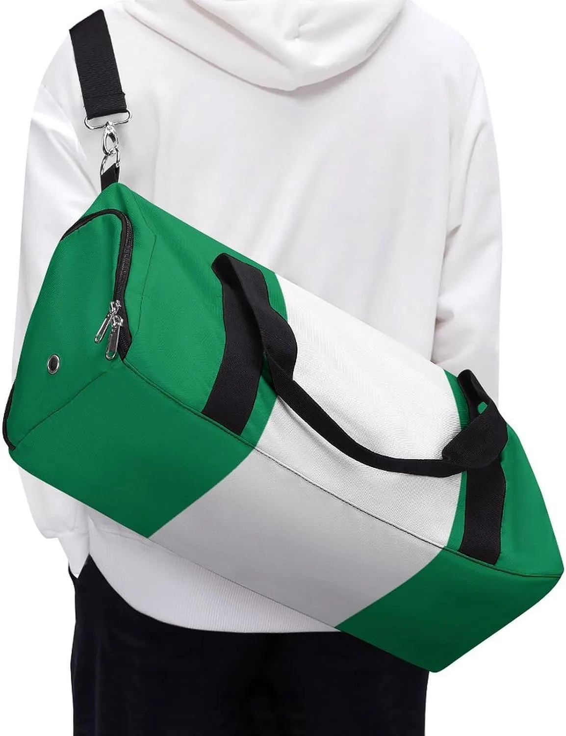 Waterproof Nigeria Flag Gym Bag for Men Women with Shoe Compartment Tote