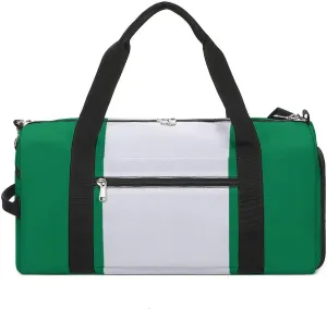 Waterproof Nigeria Flag Gym Bag for Men Women with Shoe Compartment Tote