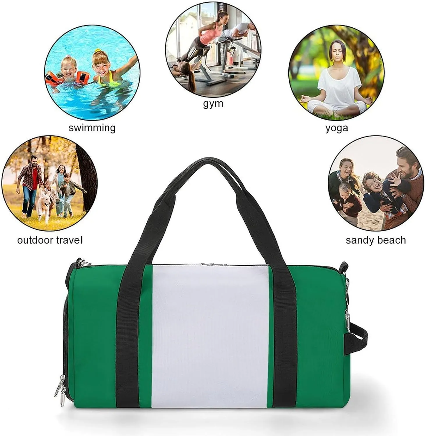 Waterproof Nigeria Flag Gym Bag for Men Women with Shoe Compartment Tote