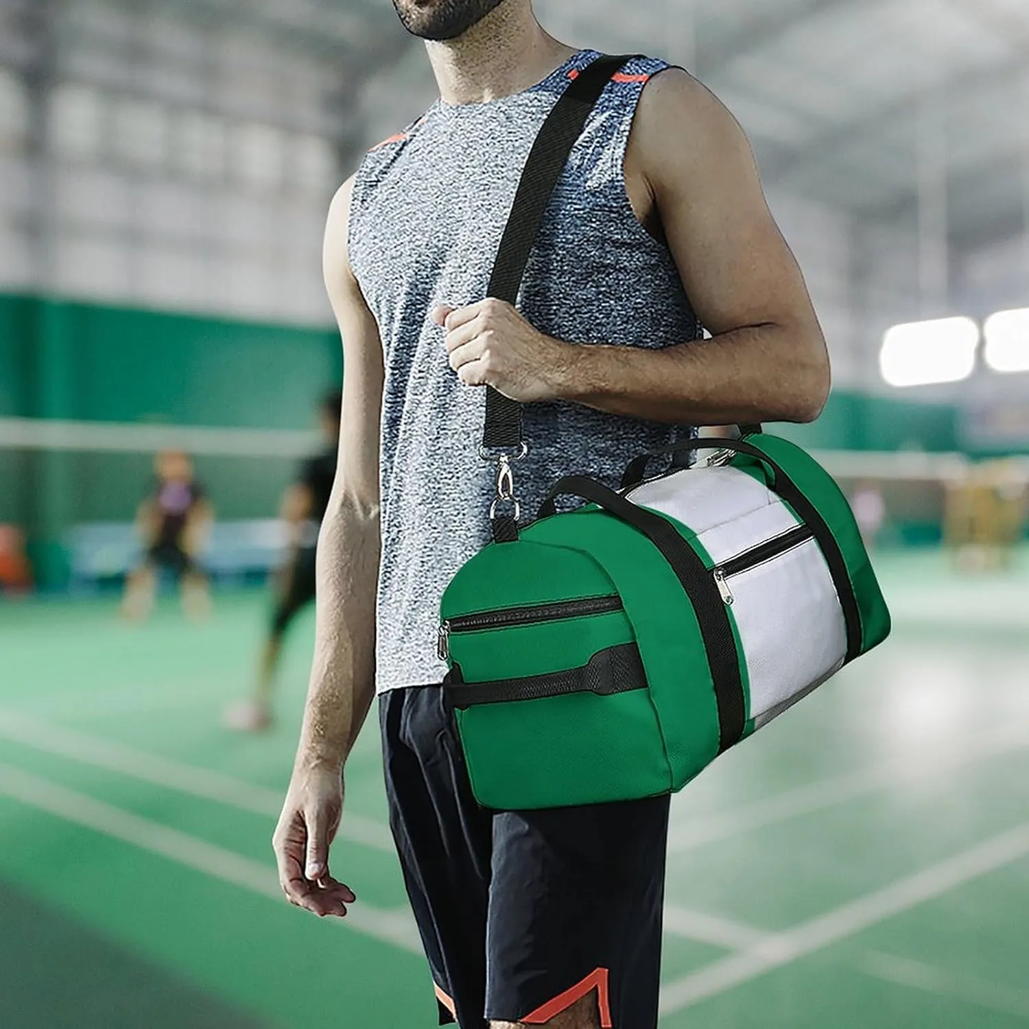 Waterproof Nigeria Flag Gym Bag for Men Women with Shoe Compartment Tote