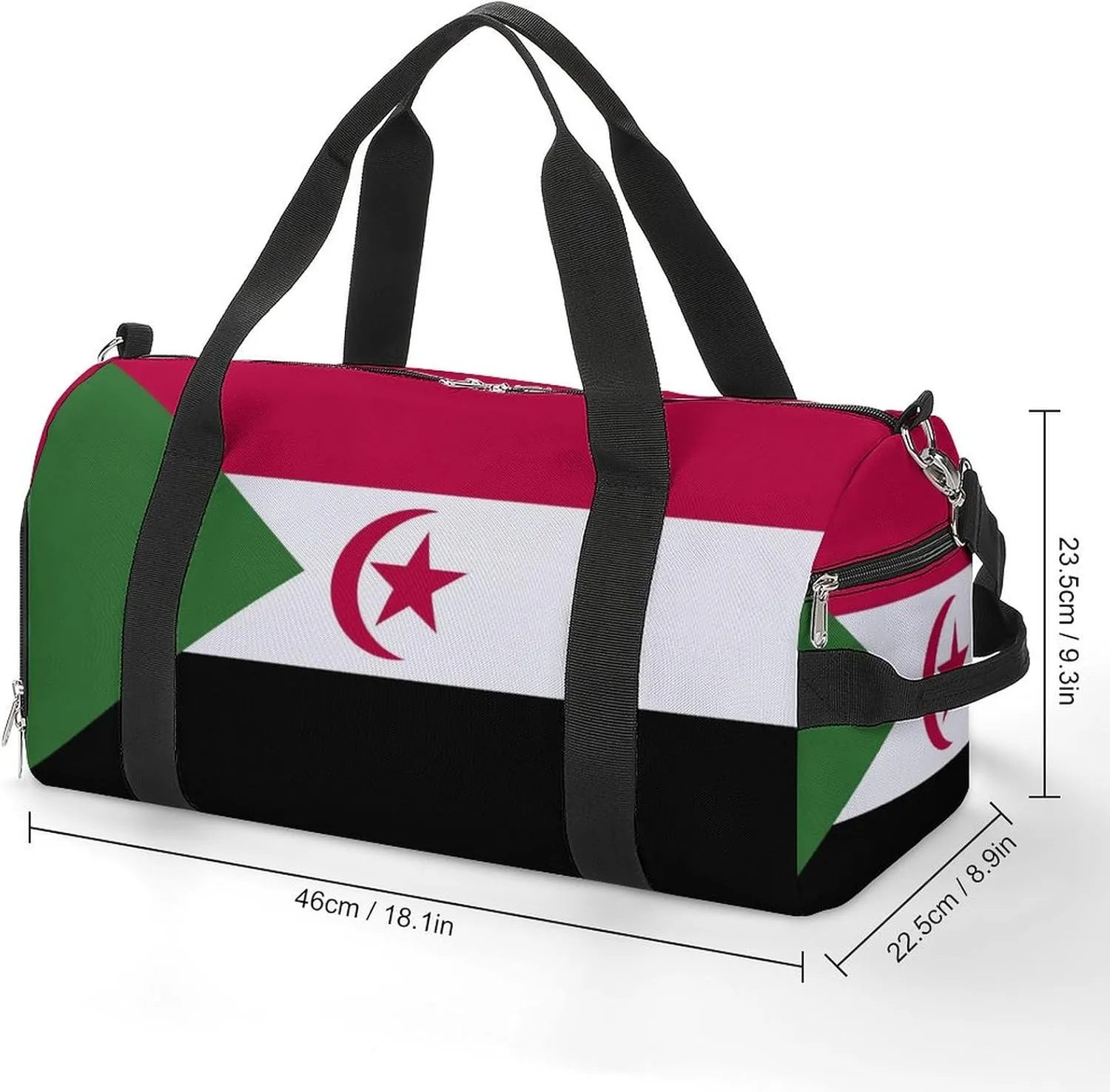 Waterproof Travel Duffel Bag Western Sahara Flag for Men Women Shoe Compartment