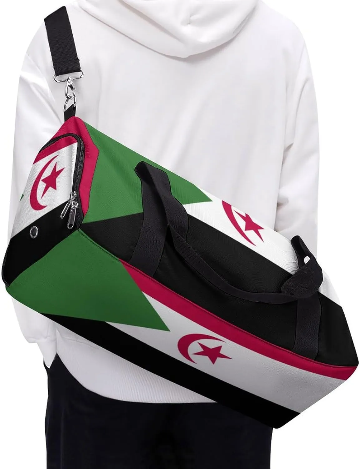 Waterproof Travel Duffel Bag Western Sahara Flag for Men Women Shoe Compartment