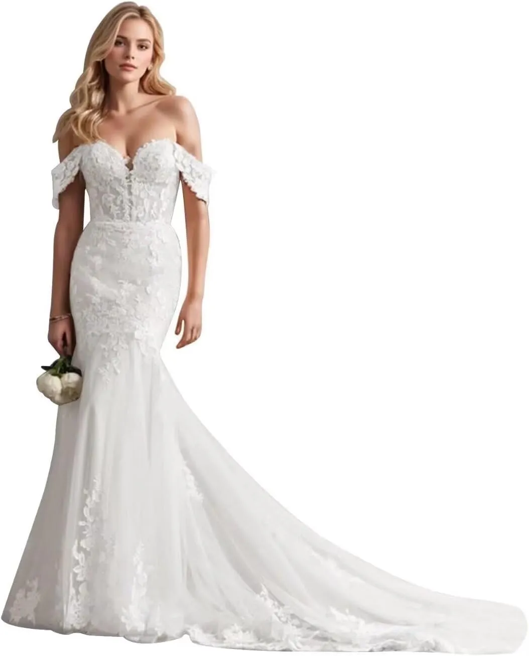 Wchecalino Off Shoulder Satin Wedding Dresses for Bride Long A Line Simple Beach Bridal Gowns