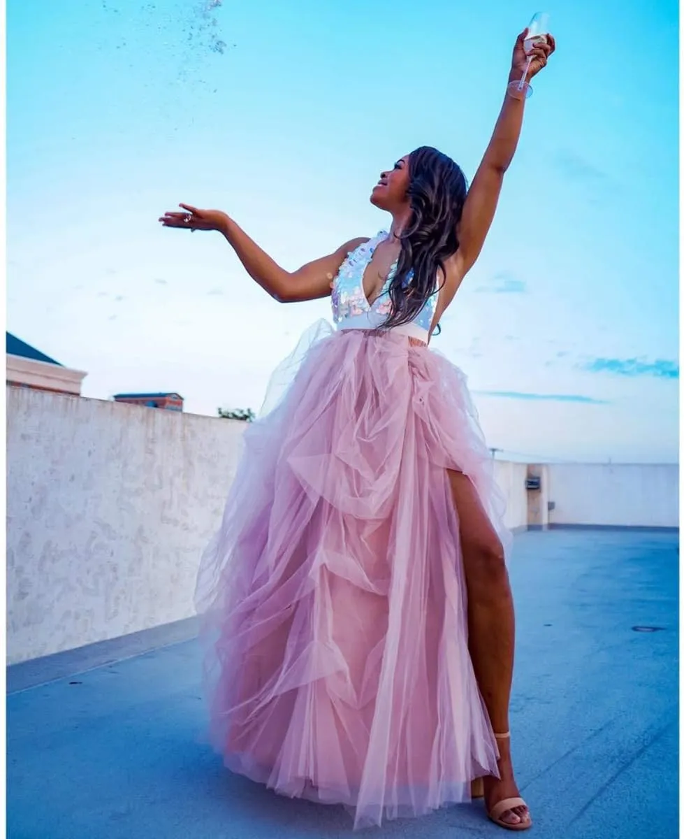 WDPL Wedding Planning Women's Long Maxi Tulle Special Occasion Bustle Night Out Skirt