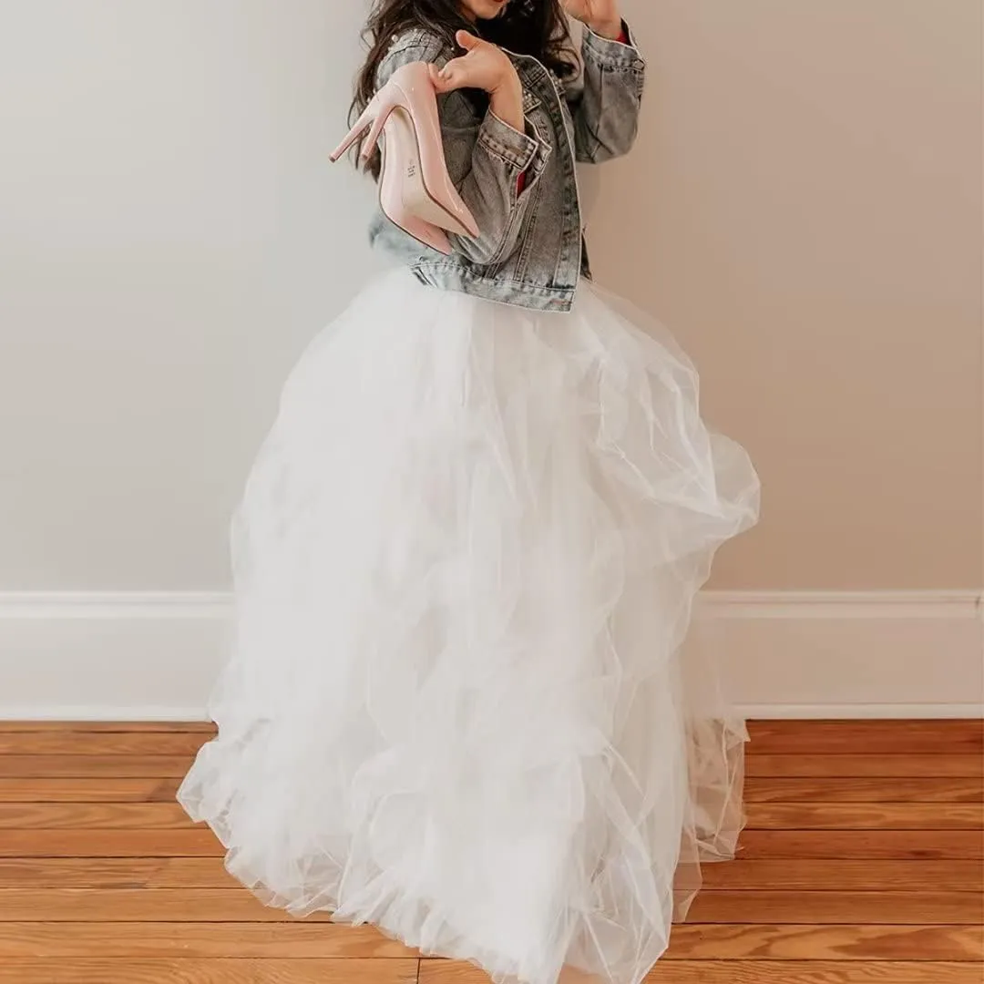 WDPL Wedding Planning Women's Long Maxi Tulle Special Occasion Bustle Night Out Skirt