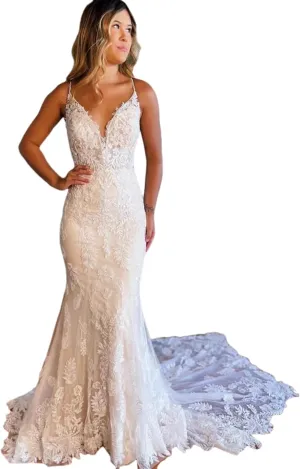 Wedding Dresses for Bride Long Lace Applique Tulle Bridal Gown Boho Beach Wedding Dress