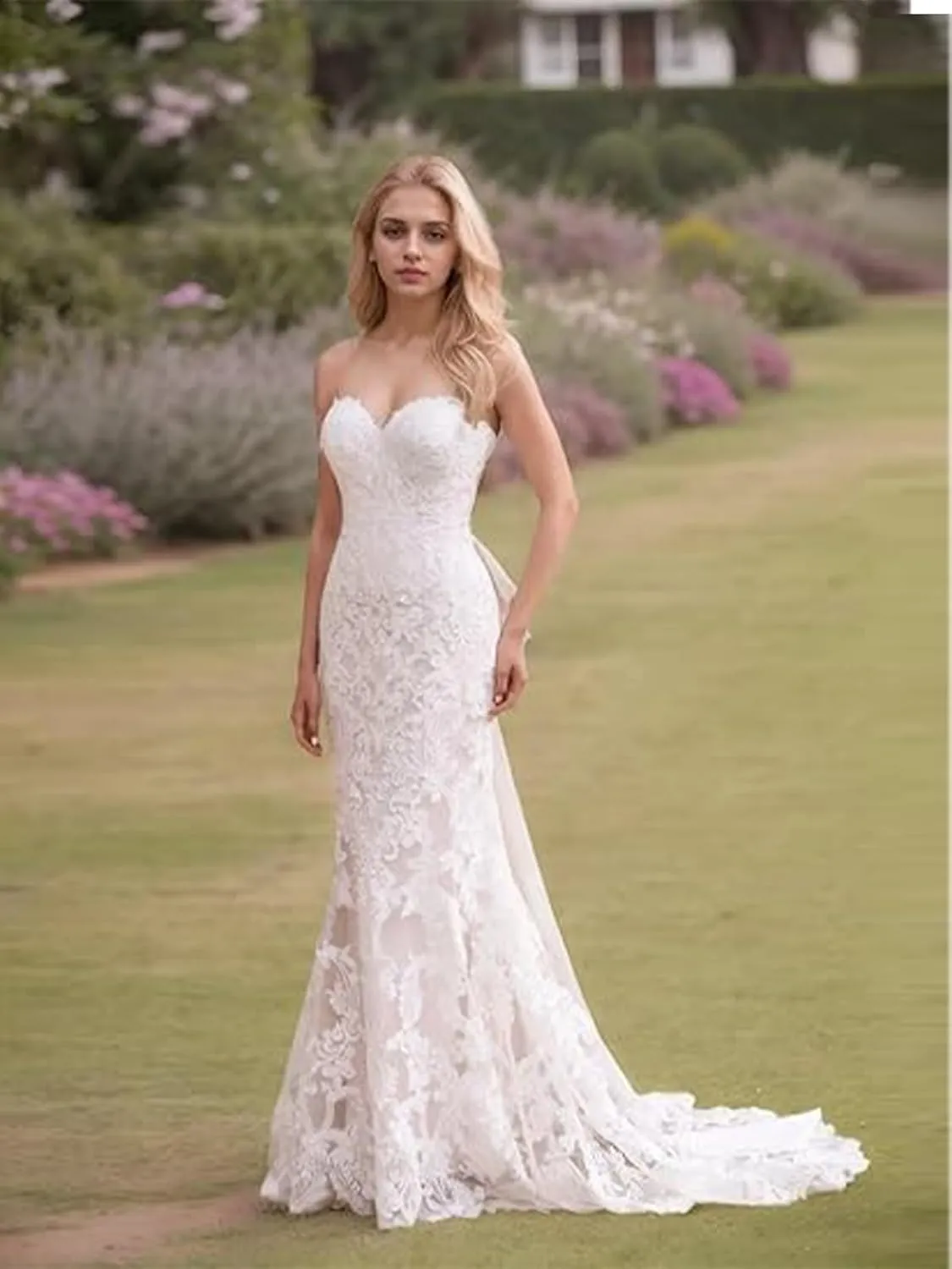 Wedding Dresses for Bride Long Lace Applique Tulle Bridal Gown Boho Beach Wedding Dress