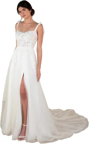 Wedding Dresses for Bride Long Lace Applique Tulle Bridal Gown Boho Beach Wedding Dress