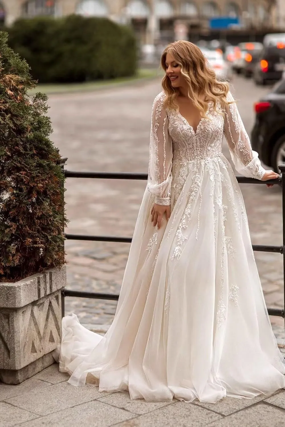 Wedding Dresses for Bride Long Lace Applique Tulle Bridal Gown Boho Beach Wedding Dress