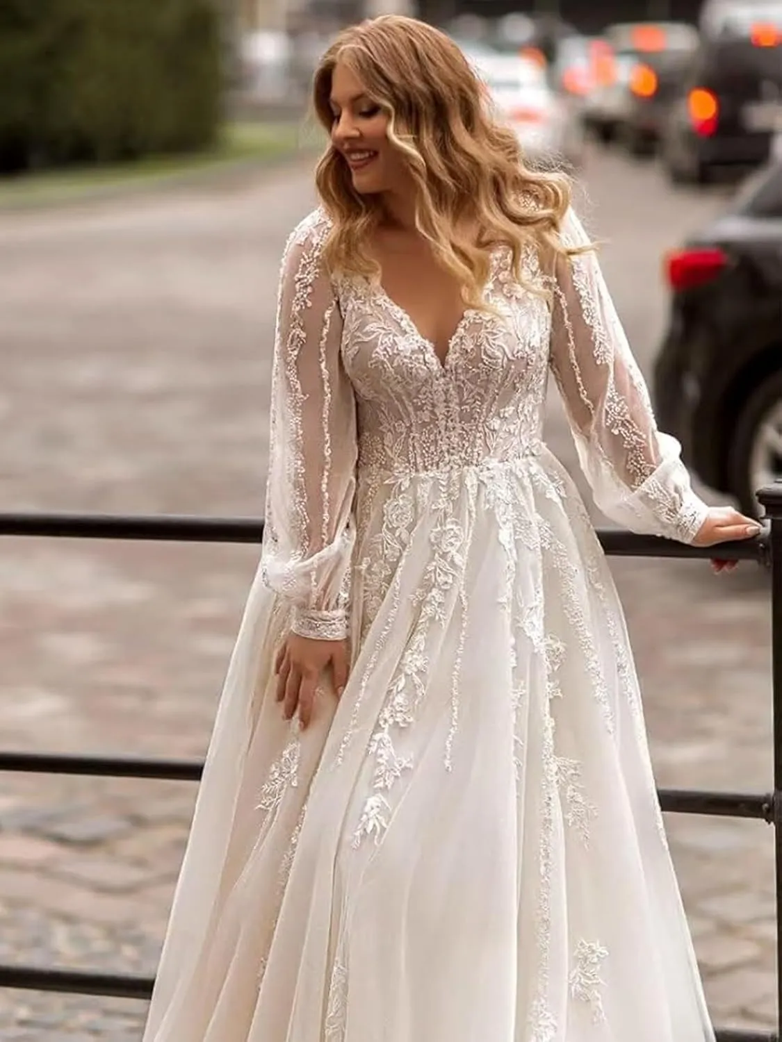 Wedding Dresses for Bride Long Lace Applique Tulle Bridal Gown Boho Beach Wedding Dress