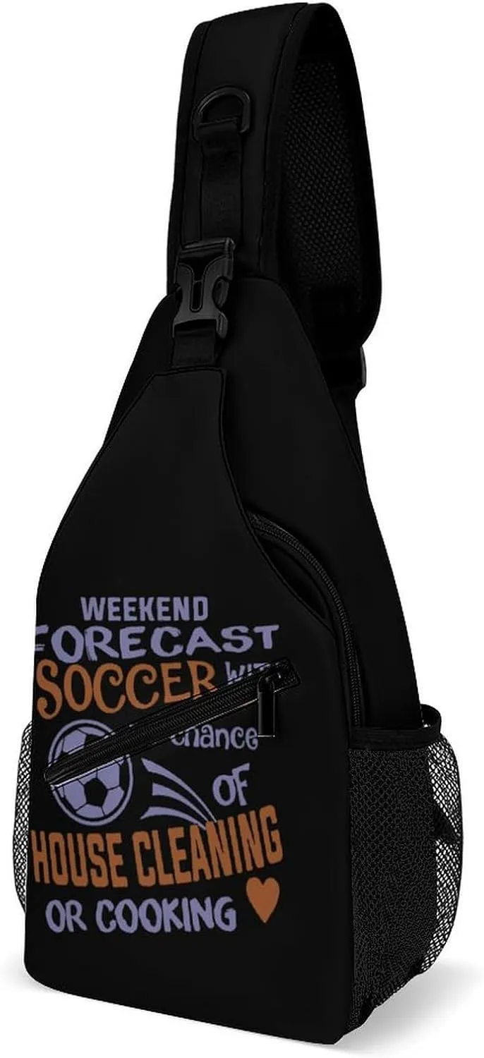 Weekend Forecast Soccer Fashion Sling Bag Shoulder Chest Crossbody Bags for Women Men Backpack Daypack Travel Hiking